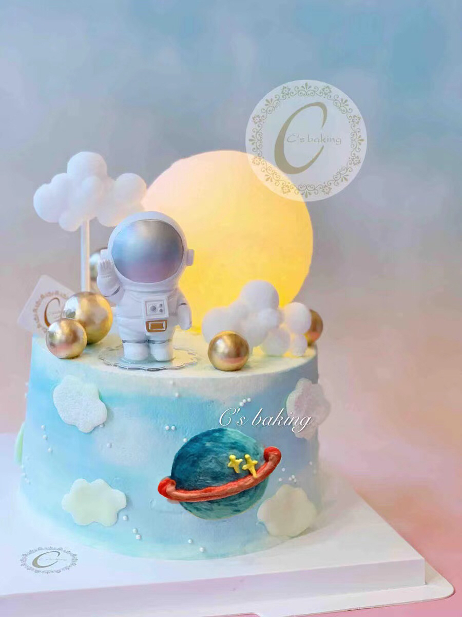 宇航员登陆月球/太空/星球 场景  忌廉蛋糕（默认自提，收费配送请联系客服）