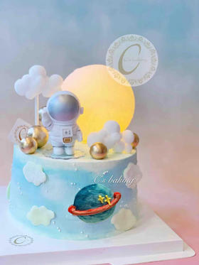 宇航员登陆月球/太空/星球 场景  忌廉蛋糕（默认自提，收费配送请联系客服）