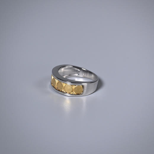 汉代盔甲金饰片白金指环 商品图1