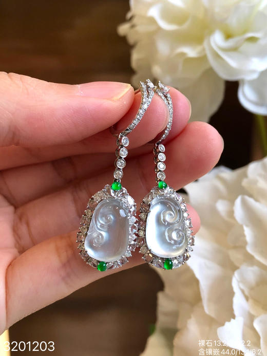 3201203，玻璃如意耳坠。具体价格微信咨询 商品图5