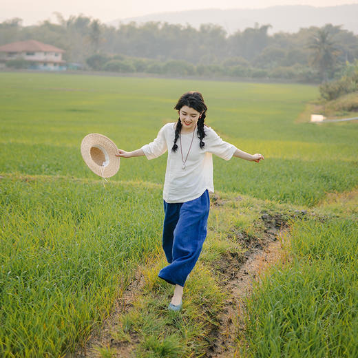 绽放183朵/纯色彩虹亚麻T恤 商品图3