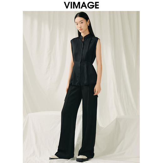 VIMAGE纬漫纪夏季新款通勤气质显瘦百搭无袖衬衣V1909518 商品图1