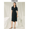 VIMAGE纬漫纪夏季新品V领高腰显瘦气质连衣裙V1907536 商品缩略图1