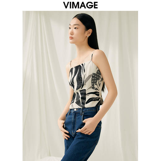 VIMAGE纬漫纪夏季新款印花时尚气质吊带小上衣V1913527 商品图2