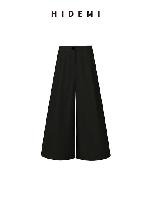 HIDEMI高密自然棉翻领短款风衣套装 外套/阔腿裤 黑色 海鸥灰绿 商品图11