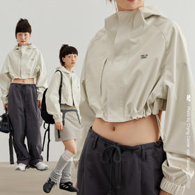 CryingCenter 奶油白防晒户外运动短款风衣 哭喊中心