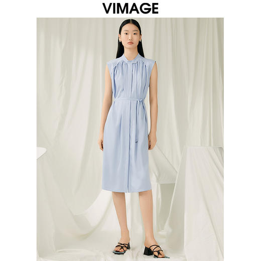 VIMAGE纬漫纪夏季新款气质收腰显瘦无袖连衣裙V1907532 商品图0