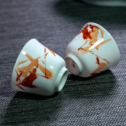 凡卉斋丨手绘竹影杯 骨瓷 茶杯 品茗杯 手绘 55ml 单杯 商品图0