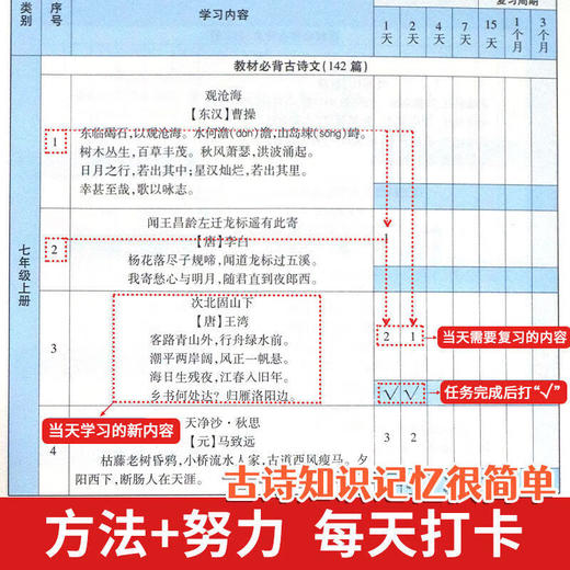 辽宁大学 艾宾浩斯记忆法 初中古诗文163首背诵打卡计划 商品图3