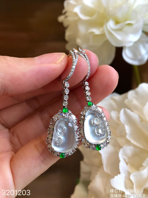 3201203，玻璃如意耳坠。具体价格微信咨询 商品图2