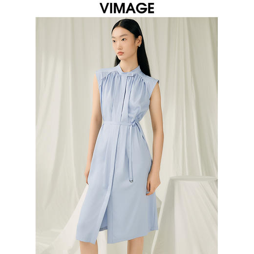 VIMAGE纬漫纪夏季新款气质收腰显瘦无袖连衣裙V1907532 商品图3