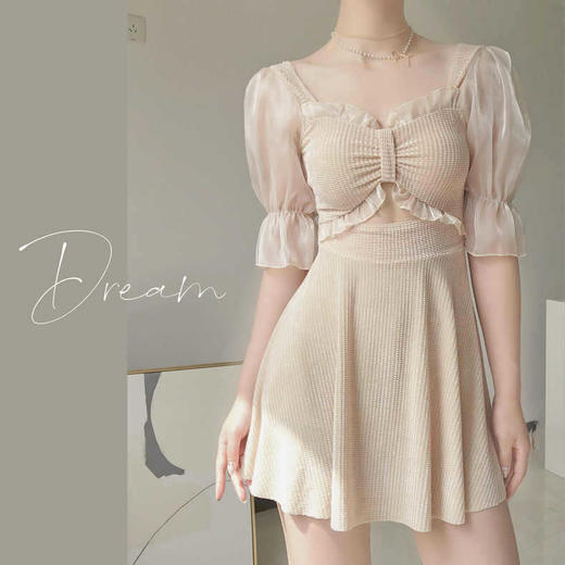 【泳衣女新款ins❗️巨美显身材】超仙韩国连体保守裙式遮肚显瘦学生度假泳装 商品图0