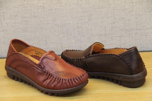 豪行春新款21108805妈妈鞋单鞋真皮软底舒适牛筋底防滑平底女皮鞋 尺码偏小 商品图5