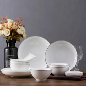 松发陶瓷易洁18头6人份/碗6+勺6+盘4+碟2