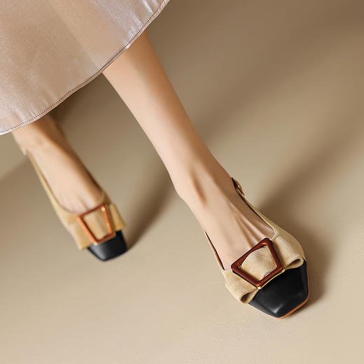 复古方头包头方扣，一字式后空凉鞋YF-D514-A23 商品图3