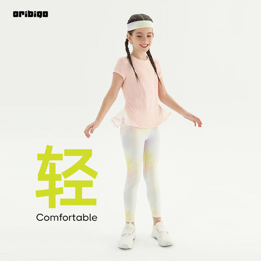 oribigo 儿童女款美人鱼尾短袖T恤 商品图0