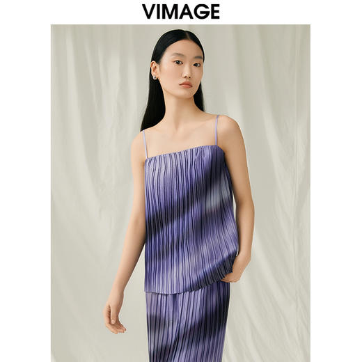VIMAGE纬漫纪夏季新款气质渐变色小众设计吊带小上衣V1913531 商品图2
