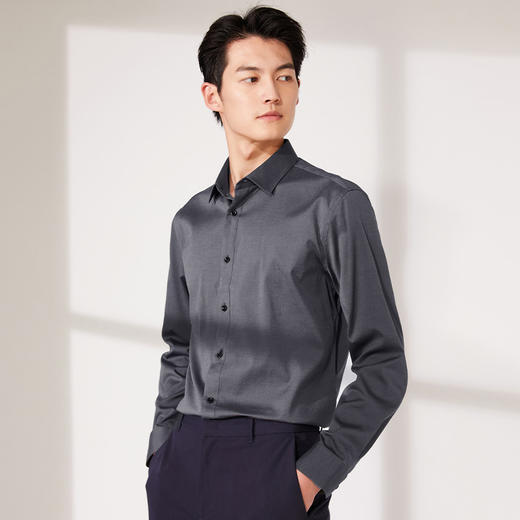圣得西商务休闲易打理免烫衬衫春季新款青年纯色正装长袖衬衣2152952801 商品图4