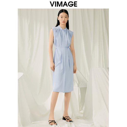 VIMAGE纬漫纪夏季新款气质收腰显瘦无袖连衣裙V1907532 商品图2