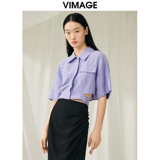 VIMAGE纬漫纪夏季新款时尚小众设计短款衬衫女上衣衬衣V1909519 商品图5