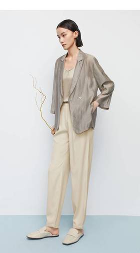 商场同款MM麦檬2023夏季新款天丝防晒衣灰色西装外套女5D4211351