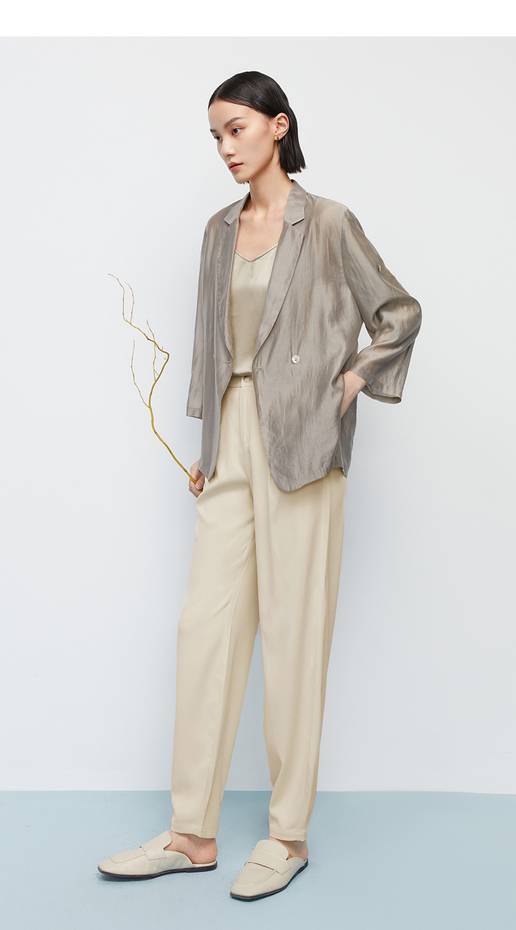 商场同款MM麦檬2023夏季新款天丝防晒衣灰色西装外套女5D4211351 商品图0