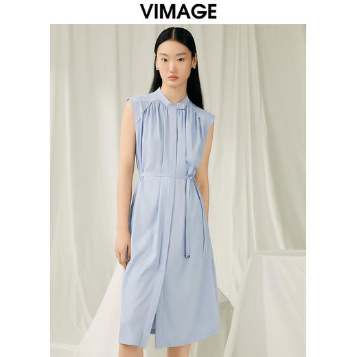 VIMAGE纬漫纪夏季新款气质收腰显瘦无袖连衣裙V1907532 商品图5