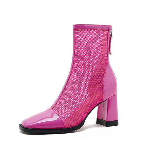 时尚个性，牛漆皮拼接网纱后拉链短靴NWS-A7263 商品图12