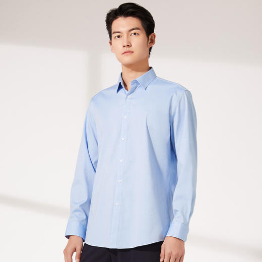 圣得西商务休闲易打理免烫衬衫春季新款青年纯色正装长袖衬衣2152952801 商品图3