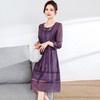 纯色薄款中长裙，蕾丝网纱拼结裙A字裙七分中袖连衣裙QYM-TYH-PD2227-Y 商品缩略图1