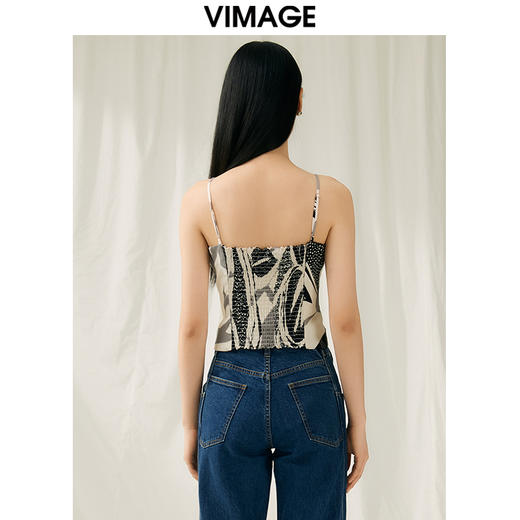 VIMAGE纬漫纪夏季新款印花时尚气质吊带小上衣V1913527 商品图4