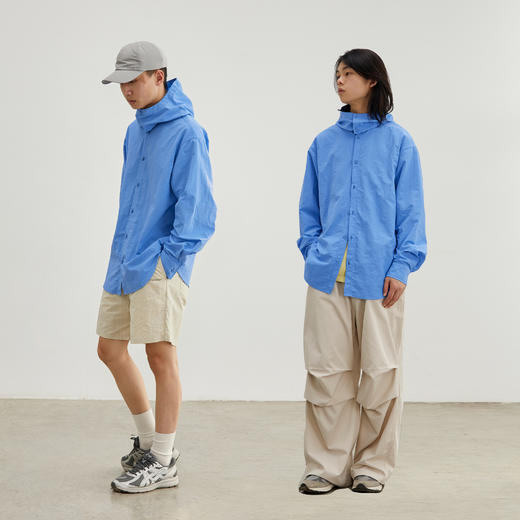 CryingCenter 亮彩蓝高领宽松版连帽防晒衬衫 哭喊中心 商品图3