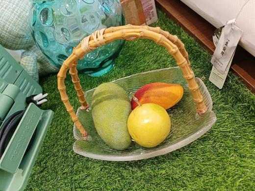 玻璃水果盘水果篮甜品盘点心盘家用餐具竹提篮盘 商品图0