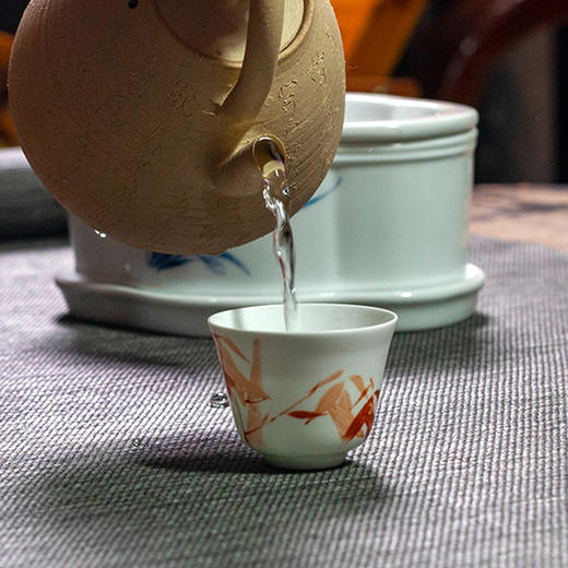 凡卉斋丨手绘竹影杯 骨瓷 茶杯 品茗杯 手绘 55ml 单杯 商品图3