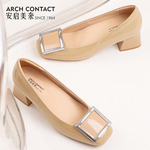 ARCHCONTACT安启美奈方头牛漆皮中跟单鞋52809 商品图2