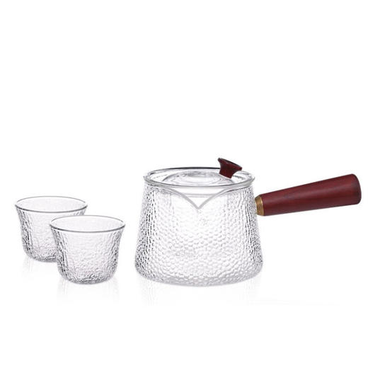 【6F】利快 利快加厚耐热玻璃茶具套装手柄锤纹杯茶壶茶杯大容量透明水壶 1壶+2杯 商品图1