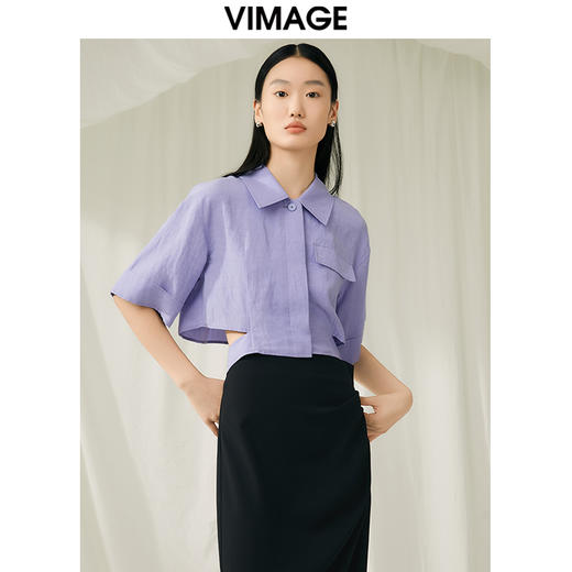 VIMAGE纬漫纪夏季新款时尚小众设计短款衬衫女上衣衬衣V1909519 商品图2