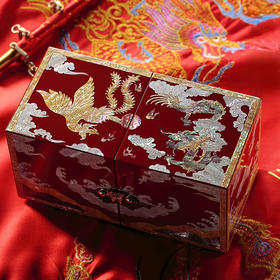 非遗螺钿「龙凤呈祥」对开首饰盒 匠心手作 漆器复古收纳盒 结婚礼物