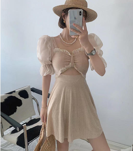 【泳衣女新款ins❗️巨美显身材】超仙韩国连体保守裙式遮肚显瘦学生度假泳装 商品图1