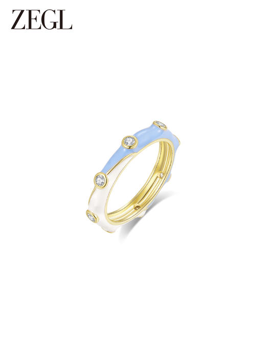 ZEGL设计师都市焕趣系列奶油蓝滴油戒指女小众设计指环开口食指戒 商品图1