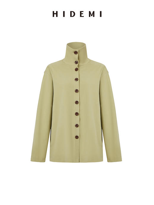 HIDEMI极简设计感纽扣针织多穿立领上衣 太妃色/抹茶绿 商品图9