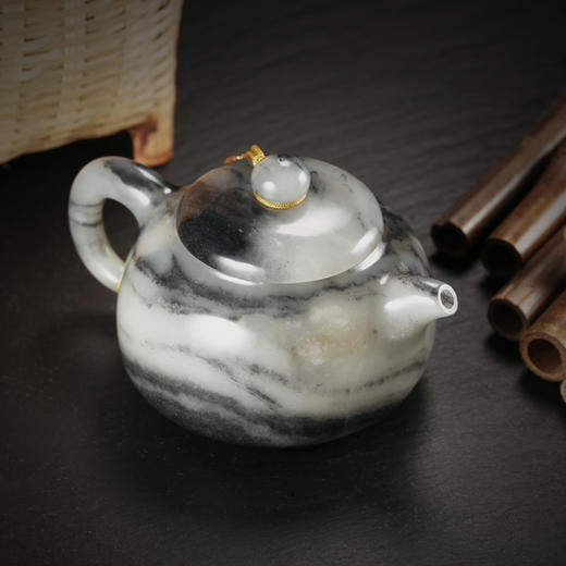 和田玉（青花）玉壶--圆壶（宋鸣放6604）147.09g 商品图1