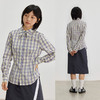 CryingCenter 修身莫兰蒂紫色格纹衬衣 Bella学院风显瘦百搭薄款 商品缩略图1