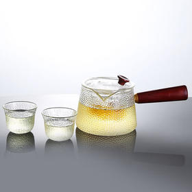 【6F】利快 利快加厚耐热玻璃茶具套装手柄锤纹杯茶壶茶杯大容量透明水壶 1壶+2杯