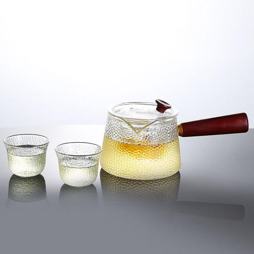 【6F】利快 利快加厚耐热玻璃茶具套装手柄锤纹杯茶壶茶杯大容量透明水壶 1壶+2杯 商品图0