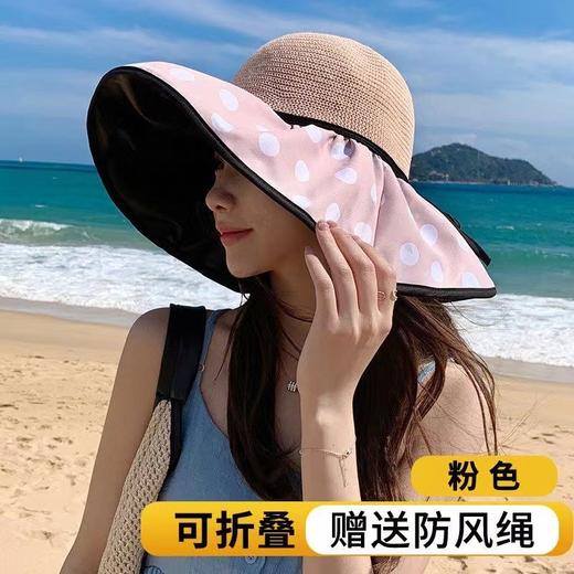 【防晒黑胶UPF50+！超显脸小黑胶防晒遮阳帽】帽子女黑胶防晒遮阳帽户外可爱uv防晒帽韩版夏季蝴蝶结渔夫帽夏日 商品图3