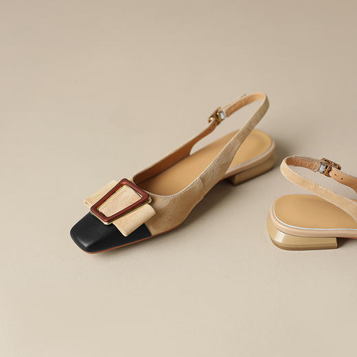 复古方头包头方扣，一字式后空凉鞋YF-D514-A23 商品图1