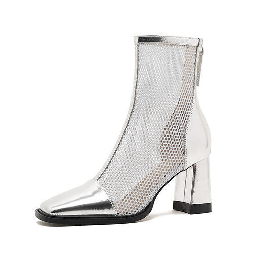 时尚个性，牛漆皮拼接网纱后拉链短靴NWS-A7263 商品图9