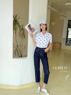 女POLO领小花衫9018