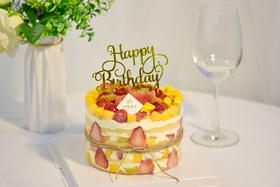 【水果缤纷】动物奶油、鲜鲜水果、原味蛋糕胚；阳光刚刚好，真新鲜、好美味，缤纷水果、五彩祝福~